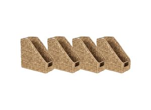 4255664844798 - Beliani - Stehsammler 4er Set Natur aus Wasserhyazinthe Boho Stil für Dokumente Akten Ablage Büro Home Office