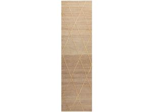 4255664844910 - Teppich Beige Jute Rechteckig 80 x 300 cm Geometrisches Muster Handgewebt Boho Stil Kurzhaar Läufer für Fußbodenheizung Flur Diele Ausstattung