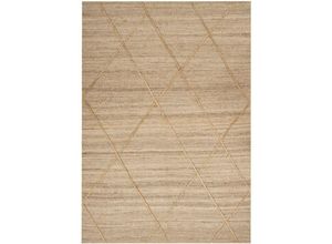 4255664844927 - Teppich Beige Jute Rechteckig 160 x 230 cm Geometrisches Muster Handgewebt Boho Stil Kurzhaar für Fußbodenheizung Wohnzimmer Ausstattung