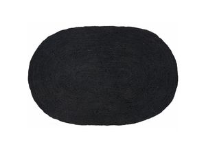 4255664845511 - Beliani - Teppich Schwarz Jute Oval 160x230 cm Handgewebt Boho Kurzhaar Kurzflor für Fußbodenheizung Esszimmer Wohnzimmer Schlafzimmer Ausstattung