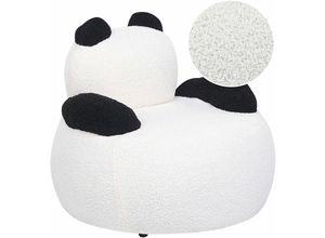 4255664846136 - Beliani - Kindersessel Weiß u Schwarz Bouclé Rund Tierform Pandabär Modern Niedlicher Polstersessel für Kinder Schlafzimmer Sitzmöbel Jugendzimmer