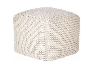 4255664846273 - Pouf Beige Baumwolle 50 x 50 x 35 cm Mit EPS-Füllung Dicker Stoffbezug Fußhocker Boho