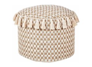 4255664846327 - Beliani - Pouf Natur Beige Seegras Baumwolle 50 cm Styroporfüllung Ottomane Handgewebt Boho Stil