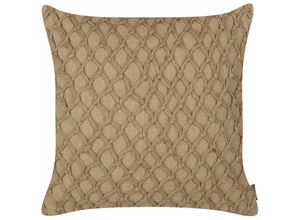 4255664846570 - Beliani - Dekokissen Beige aus Jute Baumwolle 45 x 45 cm Quadratisch mit Muster Deko Dekoration Wohnaccessoires für Wohnzimmer Schlafzimmer