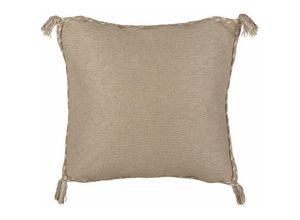 4255664846587 - Dekokissen Beige aus Jute Baumwolle 45 x 45 cm Quadratisch mit Quasten Deko Dekoration Wohnaccessoires für Wohnzimmer Schlafzimmer