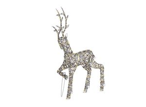 4255664847539 - Outdoor LED Weihnachtsbeleuchtung Silber Metall 140 cm in Rentierform mit Stromanschluss zum Aufstellen für Außen Deko Adventsdekoration
