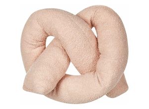 4255664848154 - Beliani - Dekokissen Rosa Webpelz mit Füllung 172x14 cm Teddy-Optik Bretzelform Knotenkissen Modern Wohnzimmer Schlafzimmer Ausstattung Sofakissen