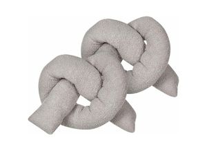 4255664848208 - Beliani - Dekokissen 2er Set Grau Webpelz mit Füllung 172x14 cm Teddy-Optik Bretzelform Knotenkissen Modern Wohnzimmer Schlafzimmer Ausstattung