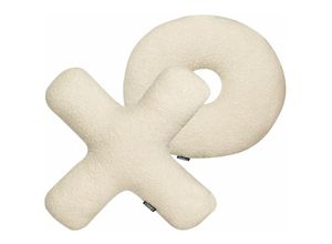 4255664848260 - Beliani - Dekokissen 2er Set Beige Webpelz mit Füllung ⌀ 46 und 51x51 cm Teddy-Optik X-Form O-Form Tic-Tac-Toe Modern Wohnzimmer Schlafzimmer Deko