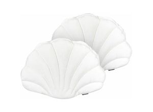 4255664848369 - Beliani - Dekokissen 2er Set Cremeweiß Samtbezug 47x35 cm mit Füllung Muschelform Modern Maritim Wohnzimmer Schlafzimmer Deko Sofakissen Zierkissen