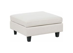 4255664848703 - Beliani - Ottomane Hellbeige Stoffbezug Leinenoptik mit Schwarzen Kunststoffbeinen Modern Wohnzimmer Schlafzimmer Ausstattung Sitzmöbel Fußhocker