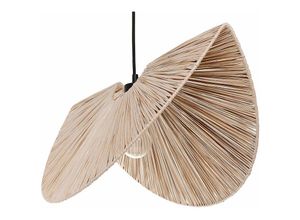 4255664848970 - Beliani - Hängelampe Natürlich Papierschirm 1-Flammig Glühbirnen-Design Gefaltete Optik Rund Langes Kabel Modern Boho Wohnzimmer Esszimmer Beleuchtung