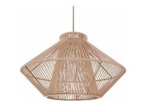 4255664848987 - Beliani - Hängelampe Beige Baumwolle 1-Flammig mit Schirm Gitter-Design Geometrisch Rund Langes Kabel Modern Boho Wohnzimmer Esszimmer Beleuchtung