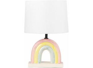 4255664849038 - Beliani - Tischlampe Mehrfarbig Keramik Regenbogen-Form 42 cm Stoffschirm Trommelform Rund Kabel mit Schalter Modern Skandi Schlaf- u Wohnzimmer