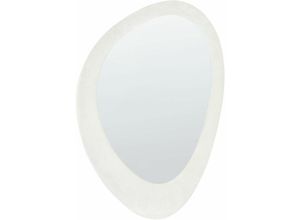 4255664849496 - Beliani - Wandspiegel Cremeweiß Glas und Samt 90x60 cm Oval mit Breitem Rahmen Asymmetrisch Modern Wohnaccessoire Wohnzimmer Schlafzimmer Wohnbereich