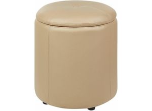 4255664849649 - Beliani - Pouf Beige Kunstleder mit Deckel und Praktischem Stauraum Sitzhocker Fußhocker Glamour Look Wohnzimmer Schlafzimmer Ausstattung Deko