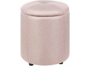 4255664849663 - Pouf Pastellrosa Stoff mit Deckel und Praktischem Stauraum Sitzhocker Fußhocker Glamour Look Wohnzimmer Schlafzimmer Ausstattung Deko