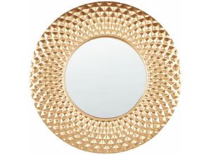 4255664849748 - Wandspiegel Gold Glas und Metall ⌀ 60 cm Rund mit Breitem Rahmen Modern Glamourös Wohnaccessoire Wohnzimmer Schlafzimmer Wohnbereich Bad Deko