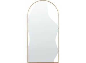 4255664849755 - Beliani - Wandspiegel Gold Glas und Metall 81x41 cm Oval Halbrund Asymmetrisch mit Dünnem Rahmen Modern Wohnaccessoire Wohnzimmer Schlafzimmer Deko