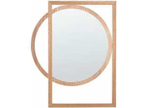 4255664849762 - Beliani - Wandspiegel Hellbraun Glas und mdf 71x56 cm mit Dünnem Rahmen Geometrisch Modern Wohnaccessoire Wohnzimmer Schlafzimmer Wohnbereich Deko