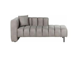 4255664849830 - Chaiselongue Linksseitig Taupe Samtstoff Gesteppt mit Lehne 1 Kissen Schwarze Metallbeine Modern Wohnzimmer Schlafzimmer Büro Ausstattung