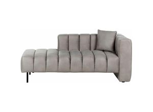 4255664849847 - Beliani - Chaiselongue Rechtsseitig Taupe Samtstoff Gesteppt mit Lehne 1 Kissen Schwarze Metallbeine Modern Wohnzimmer Schlafzimmer Büro Ausstattung