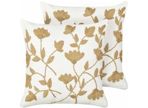 4255664850140 - Beliani - Dekokissen 2er Set Mehrfarbig Baumwollbezug mit Polyester-Füllung 45x45 cm Blumenmuster Modern Accessories Wohn- u Schlafzimmer Flur Diele