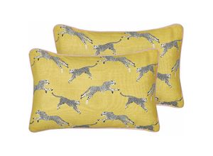 4255664850942 - Dekokissen 2er Set Gelb aus Baumwolle 30 x 50 cm Rechteckig Gerpardenmuster Tiermotiv für Bett Sofa Couch Kinderzimmer Schlafzimmer Wohnzimmer 4255664850942 - Dekokissen 2er Set Gelb aus Baumwolle 30 x 50 cm Rechteckig Gerpardenmuster Tiermotiv für Bett Sofa Couch Kinderzimmer Schlafzimmer Wohnzimmer