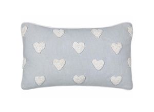 4255664851000 - Dekokissen Grau aus Baumwolle 30 x 50 cm mit Herzen Bestickt Herzmotiv Rechteckig Modern Sofa Bett Sessel Wohnzimmer Schlafzimmer Kinderzimmer