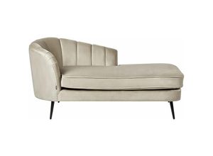 4255664851277 - Beliani - Chaiselongue Beige Samt Linksseitig mit Schwarzen Metallbeinen Lehne Muschelform Glamourös Modern Muschelsofa Wohnzimmer Ausstattung