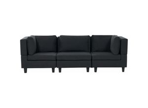 4255664851383 - Beliani - Sofa Schwarz Stoffbezug 3-Sitzer Modulsofa Wohnzimmermöbel Modern Wohnzimmer Salon Wohnecke Sitzecke