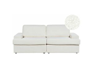 4255664852083 - 3-Sitzer Sofa Cremeweiß Stoffbezug Bouclé Breite Armlehnen Sitzfläche Dicke Sitzkissen Retro Stil Wohnzimmer Ausstattung Polstersofa Stoffsofa