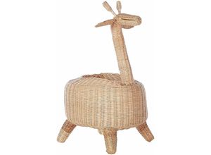 4255664852182 - Beliani - Aufbewahrungskorb Natur aus Rattan Giraffe Form 70 cm Boho Stil Geflochten Spielzeugkorb für Kinderzimmer