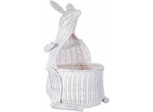 4255664852199 - Beliani - Aufbewahrungskorb Weiß aus Rattan Känguru Form 74 cm Boho Stil Geflochten Spielzeugkorb für Kinderzimmer