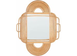 4255664852380 - Beliani - Wandspiegel Natur Rattan Rahmen 70 x 90 cm Oval Boho Ästhetisch für Wohnzimmer Schlafzimmer Flur