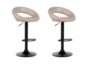 4255664852731 - Barhocker Hellbeige Kunstleder Höhenverstellbar Drehbar mit Rückenlehne Schwarzes Metallgestell Fußstütze Modern Kücheninsel Küchenbar