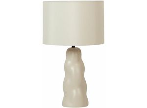 4255664854704 - Beliani - Tischlampe Beige Keramik Vasenform 51 cm Stoffschirm Trommelform Einfarbig Kabel mit Schalter Modern Skandi Schlaf- u Wohnzimmer - Beige