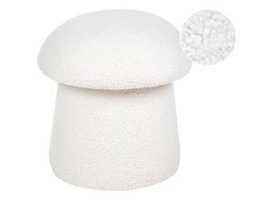 4255664854735 - Beliani - Pouf Weiß Bouclé Rund 45 x 45 x 36 cm Pilzform Modern Glamour Look Teddy-Optik Wohnzimmer Schlafzimmer Ausstattung Deko Sitzhocker Fußhocker