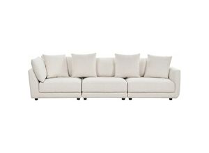 4255664854926 - Beliani - 3-Sitzer Sofa Cremeweiß Stoff mit Vielen Dekokissen Dicken Sitzkissen Schmalen Armlehnen Niedrier Rückenlehne Losen Kissen Modern Wohnzimmer