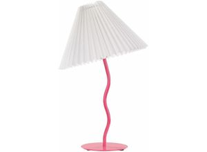 4255664855510 - Tischlampe Fuchsia mit Metallfuß 48 cm Plisseeschirm Stoffschirm Kegelform Langes Kabel mit Schalter Modern Schlaf- u Wohnzimmer Beleuchtung - Rosa