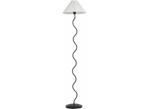 4255664855640 - Stehlampe Schwarz mit Metallfuß 161 cm Plisseeschirm Stoffschirm Kegelform Langes Kabel mit Schalter Modern Schlaf- u Wohnzimmer Beleuchtung - Weiß