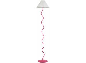 4255664855657 - Stehlampe Rosa mit Metallfuß 161 cm Plisseeschirm Stoffschirm Kegelform Langes Kabel mit Schalter Modern Schlaf- u Wohnzimmer Beleuchtung - Weiß