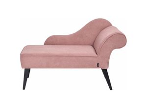 4255664855862 - Beliani - Chaiselongue Rosa Stoffbezug Rechtsseitig mit Armlehne hoher Rückenlehne Schwarzen Holzbeinen Retro Wohnzimmer Récamiere Liegesofa