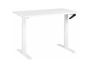 4255664855916 - Beliani - Schreibtisch Weiß Melamin 120x72 cm Manuell Höhenverstellbar Rechteckig mit Kurbel Metallgestell Flexibel Modern Büro Steh-Sitz-Tisch