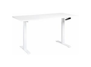 4255664855961 - Beliani - Schreibtisch Weiß Melamin 160x72 cm Manuell Höhenverstellbar Rechteckig mit Kurbel Metallgestell Flexibel Modern Büro Steh-Sitz-Tisch