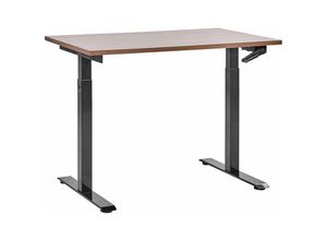 4255664856029 - Beliani - Schreibtisch Braun & Schwarz Melamin 120x72cm Manuell Höhenverstellbar Rechteckig mit Kurbel Metallgestell Büro Steh-Sitz-Tisch Stehtisch