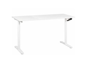 4255664856227 - Beliani - Schreibtisch Weiß Melamin 160x72 cm Manuell Höhenverstellbar Rechteckig mit Kurbel Rundes Metallgestell Modern Büro Steh-Sitz-Tisch