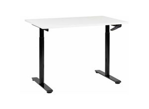 4255664856258 - Beliani - Schreibtisch Weiß Schwarz Melamin 120x72 cm Manuell Höhenverstellbar Rechteckig mit Kurbel Rundes Metallgestell Modern Büro Steh-Sitz-Tisch