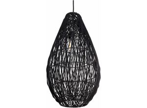 4255664856425 - Beliani - Hängelampe Schwarz Baumwollseil Käfigschirm Japandi Naturstil - Schwarz