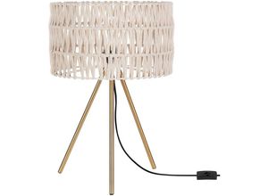 4255664856487 - Beliani - Tischlampe Schwarz Metallfuß 50 cm Stoffschirm Baumwolle Trommelform Dreibein Langes Kabel mit Schalter Modern Schlaf- u Wohnzimmer Leuchte